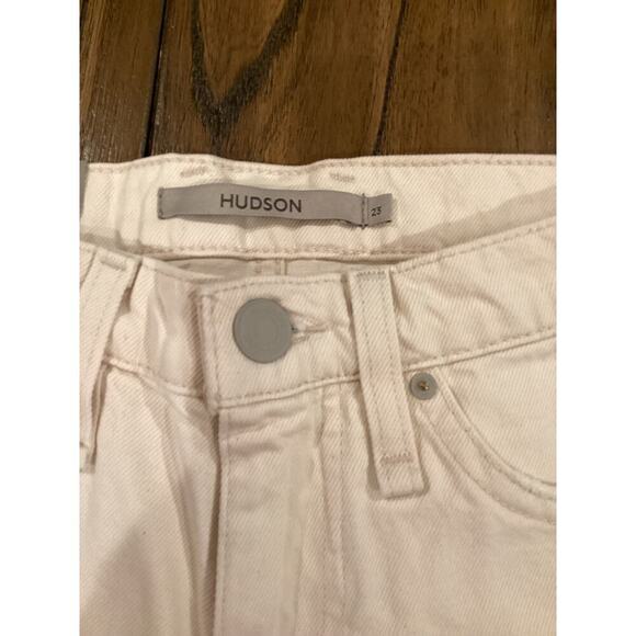 Hudson Freya Low Rise Skater Shorts White Denim Bermuda Wide Leg Raw Hem Size 23 - Picture 9 of 12